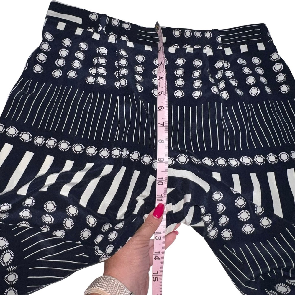 Steven Alan James Pants, Sun Dash Print Silk Navy Blue and White Graphic Size 4 - Picture 5 of 11